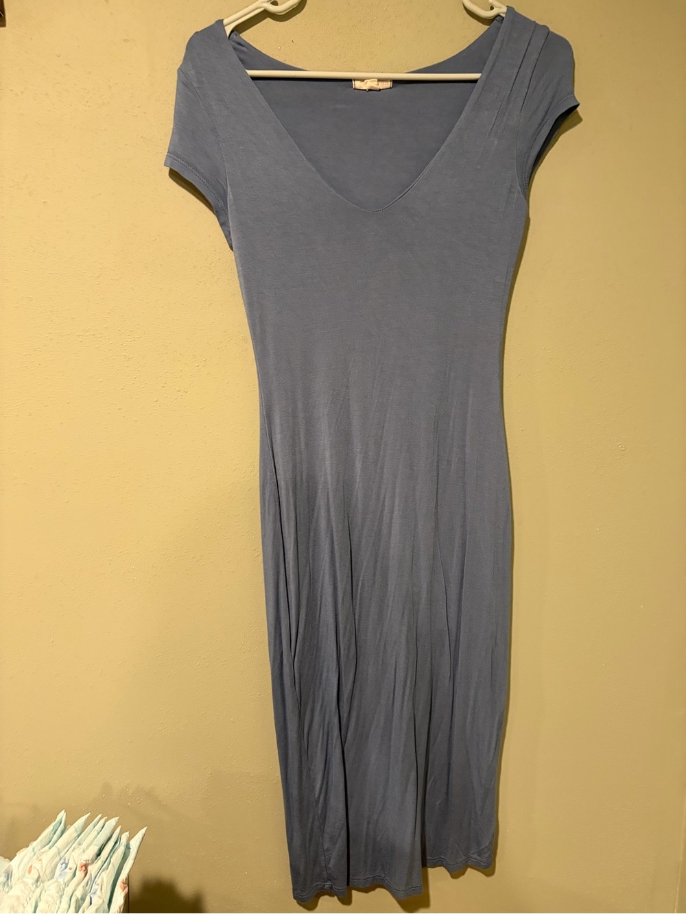 See You Monday Slate Blue Midi Scoop Dress